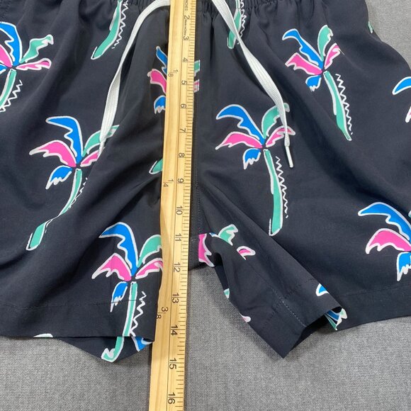Chubbies Mens Medium Swim Trunks 5.5" Inseam Black Palm Tree Print Mesh Lining - Picture 12 of 16